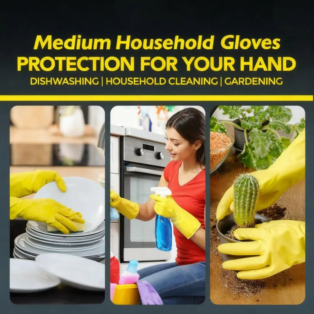 Medium Household Rubber Latex Gloves for Cleaning & Protection